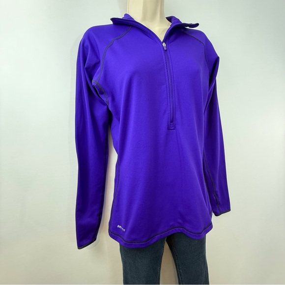 Nike Pro Purple Dri Fit Half Zip Shirt - Picture 3 of 16
